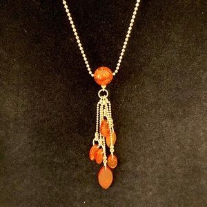 Amber 925 silver fringe teardrop float necklace